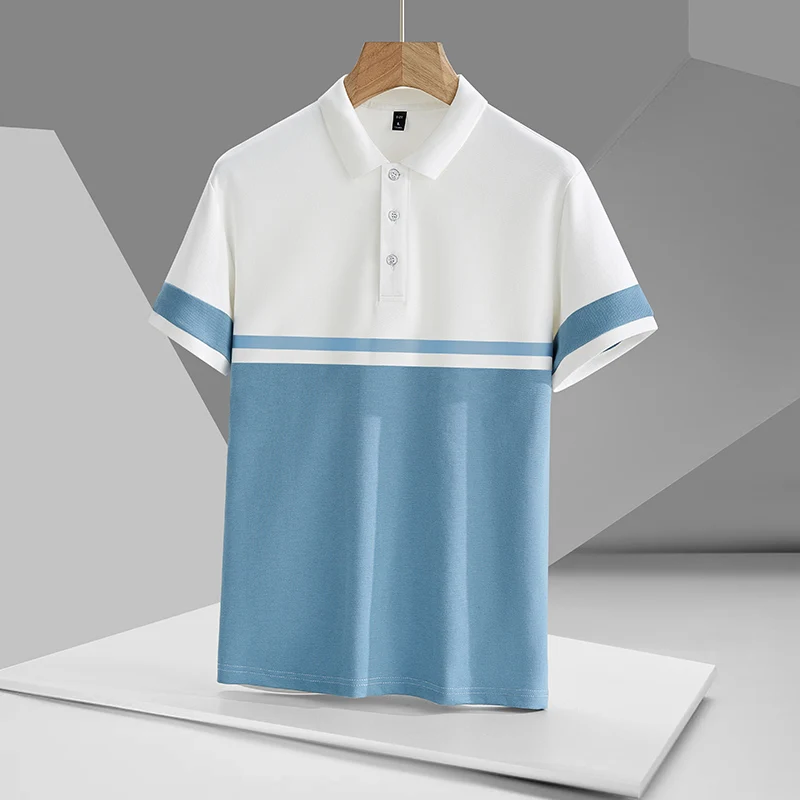 

Casual 2023 Summer Short Sleeve Solid Patchwork Polo Shirt Brand Fashion Clothes For Men Oversize 4XL 5XL
