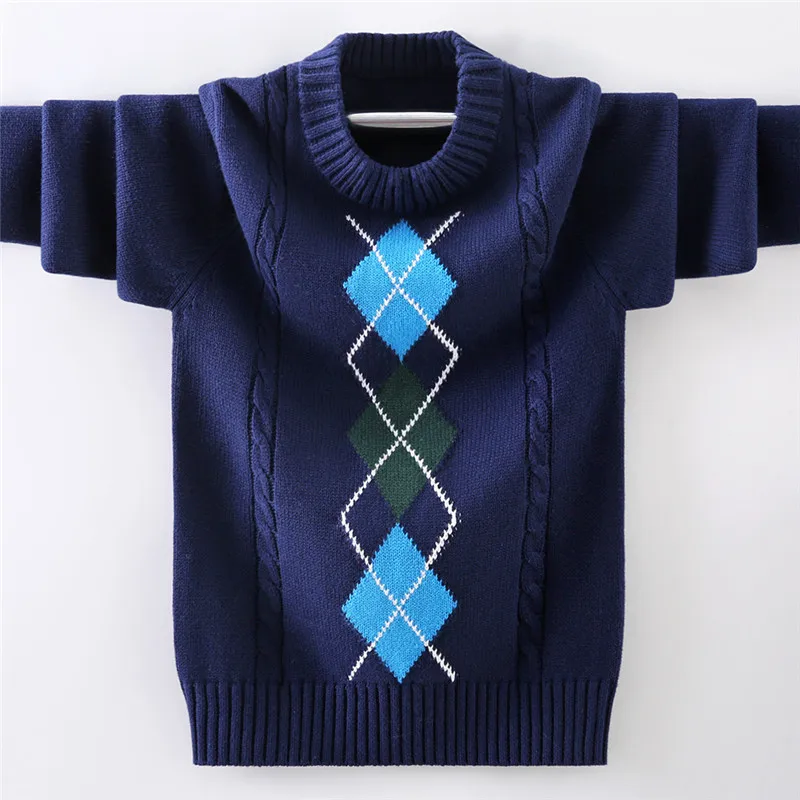 Kids Cotton Sweater Autumn Winter Classics Design Children Knitted Warm Pullovers For Teen Boys 4-15 Years School Uniform Wear