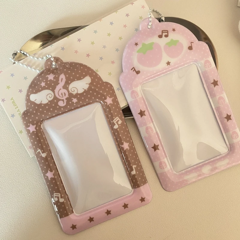 Charming Strawberry Pink Photocard Holder - Cute Protective Sleeve & Display Case