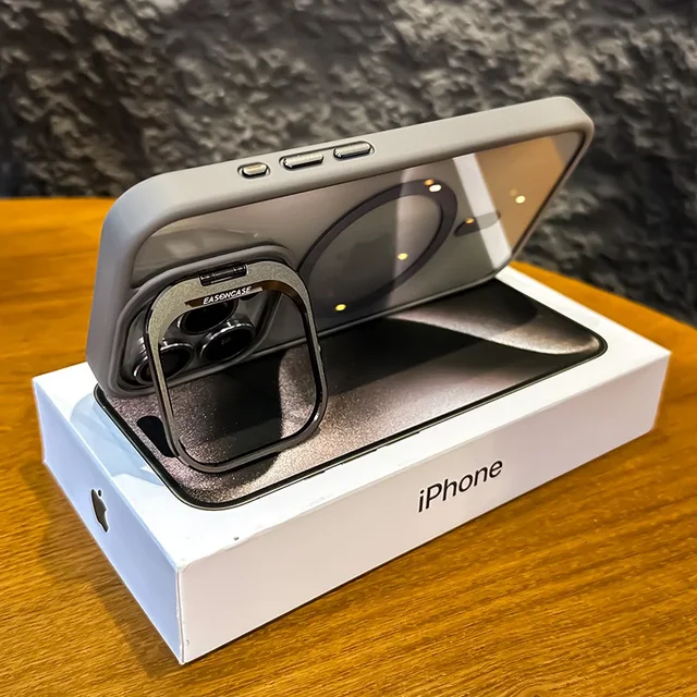 Luxury Magnetic Shockproof Phone Case For iPhone 15 14 13 12 11 Pro Max 14 15 Plus Funda Stand Glass Lens Protection Back Cover 4