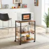 Mr IRONSTONE Microwave Cart 23.7'' for Small Space, 3-Tier Coffee Cart Rolling Kitchen Utility cart Microwave Stand on Wheels, V 2