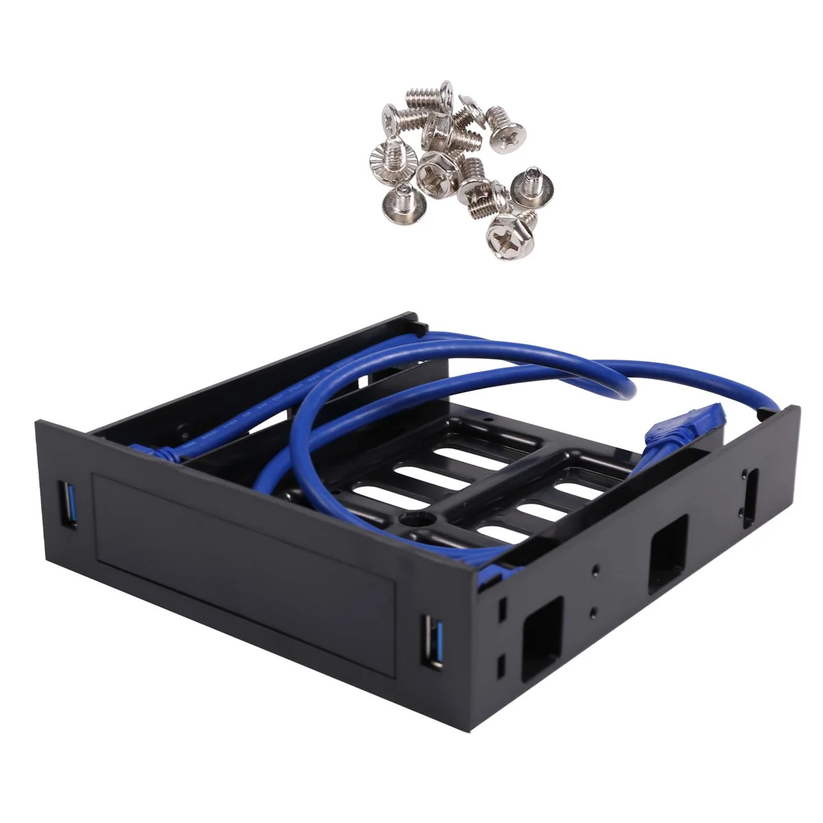 USB 3.0 Front Panel 2 X With 3.5Inch Device/HDD or 2.5Inch SSD/HDD to 5.25 Floppy to Optical Drive Bay Tray Bracket usb front panel