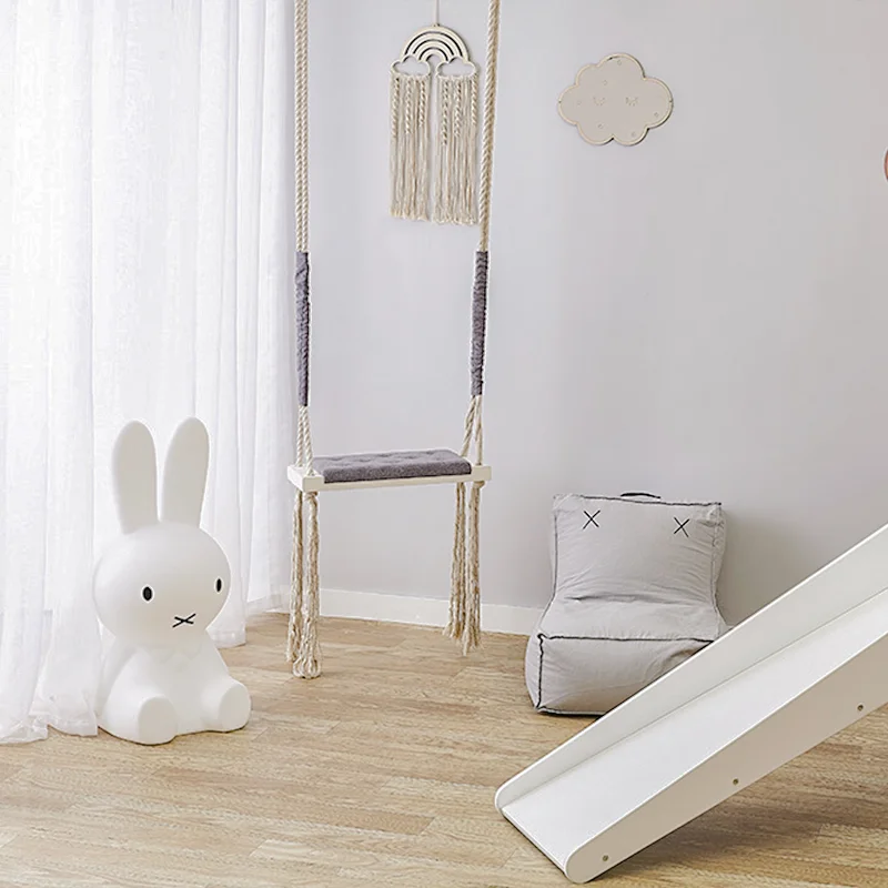 INS Solid Wood Child Swing Chair Kid Hanging Set Children Toy Rocking Seat with Cushion Safety Baby Indoor Baby Room Decor 4