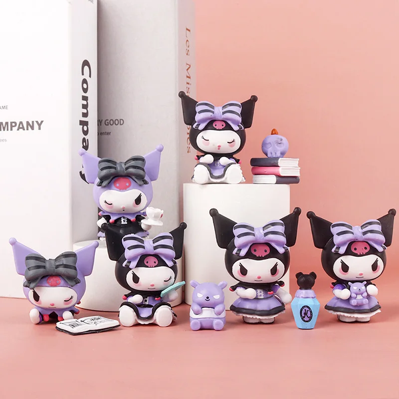 

#8 SANRIO Kuromi Figures Blind Box Kawaii Toys Home Decor Pack of 6 Anime Cartoon Collection Cute Mysterious Box Christmas Gift