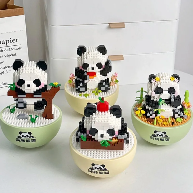 

Creative Panda Mini Puzzle Building Blocks Toys Panda Tumbler Building Blocks Toy Ornament Model Children'S Birthday Kawaii Gift