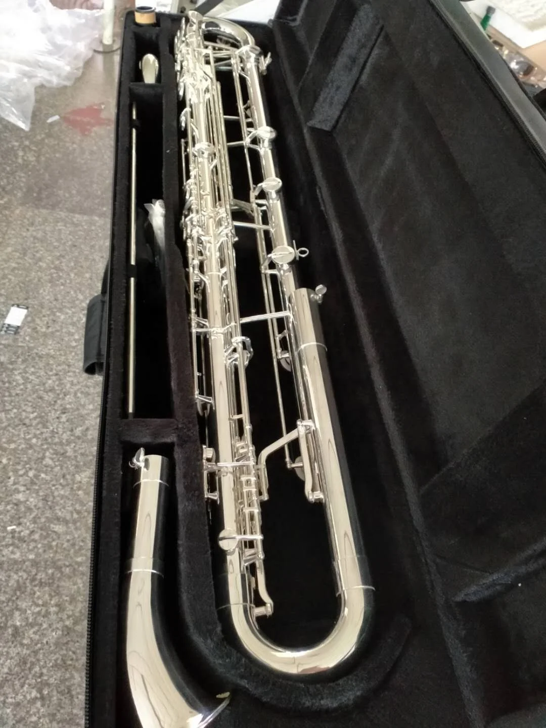 High Grade Cupronickel Body Nickel / Silver Plated Bb Tone Contrabass Metal Clarinet (JCL-710)