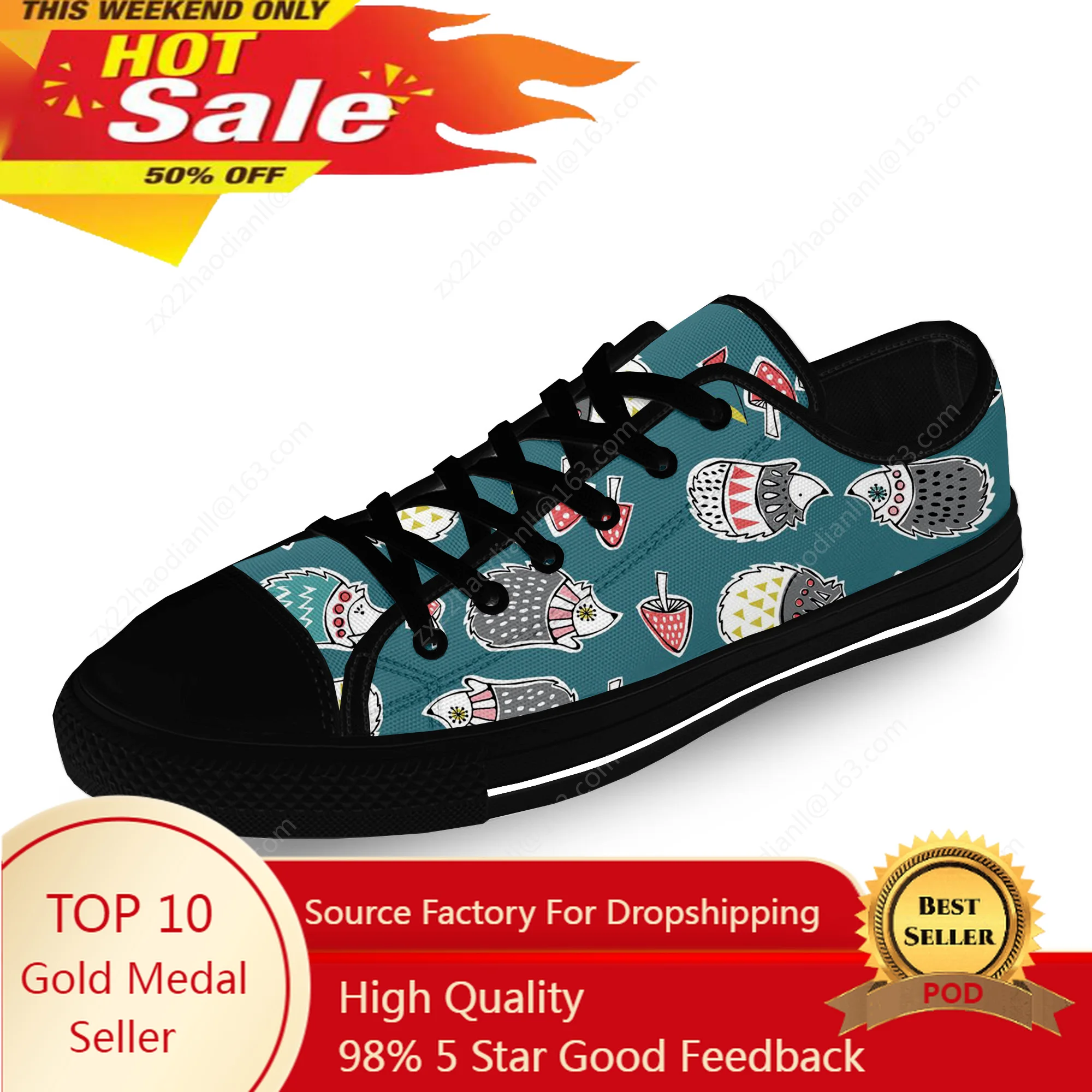 Cartoon Anime Hedgehog pattern Casual Cloth Fashion 3D Print Low Top Canvas Shoes Men Women Lightweight Breathable Sneakers