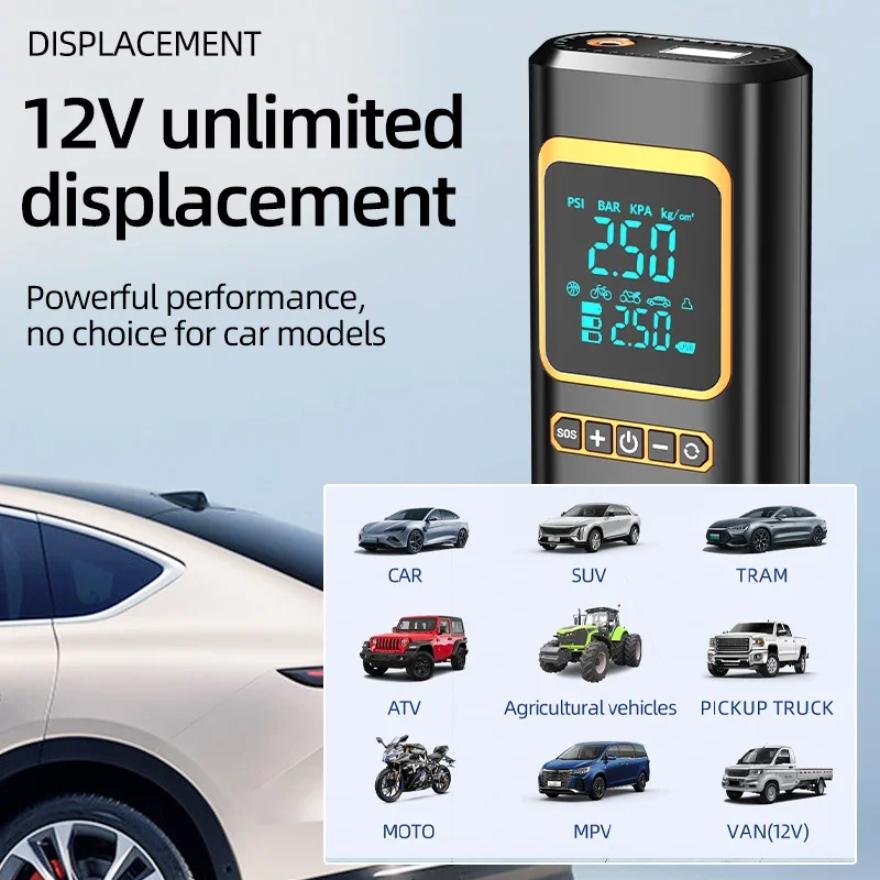 4 In 1 Car Multi-function Air Compressor Jump Starter Air Pump Tire Inflator Portable Battery Starter Smart Battery Clip car jump starter jump starter