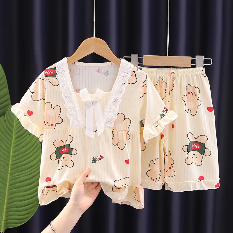 

Casual Home Summer Clothes Korea Baby Kids Girl Two Piece Set Child Girl Short Sets Loungewear Cute Girls Clothes 2 To 8 Years
