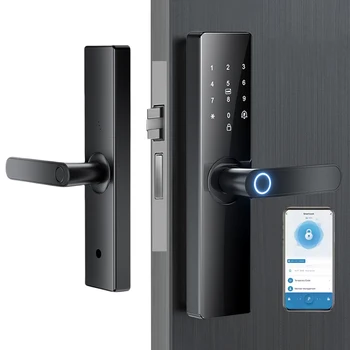 Smart Electronic Door Lock Bluetooth-Compatible with Tuya APP  / Smart Card / Password / Key Unlock/ Smart Unlock Keyless Lock 1