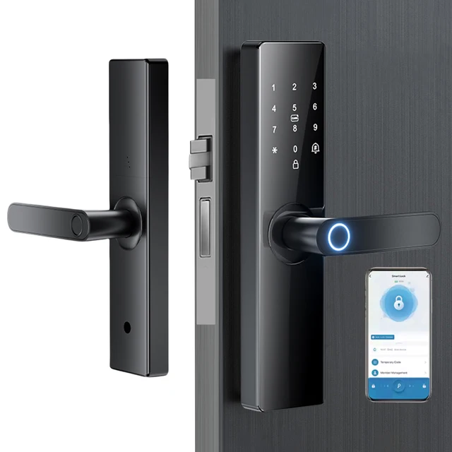 Smart Electronic Door Lock Bluetooth-Compatible with Tuya APP  / Smart Card / Password / Key Unlock/ Smart Unlock Keyless Lock 1