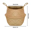 Seaweed Wicker Basket Folding Rattan Seagrass Storage Toy Organizer Rattan Hanging Flowerpot Dirty Clothes Storage Basket 6