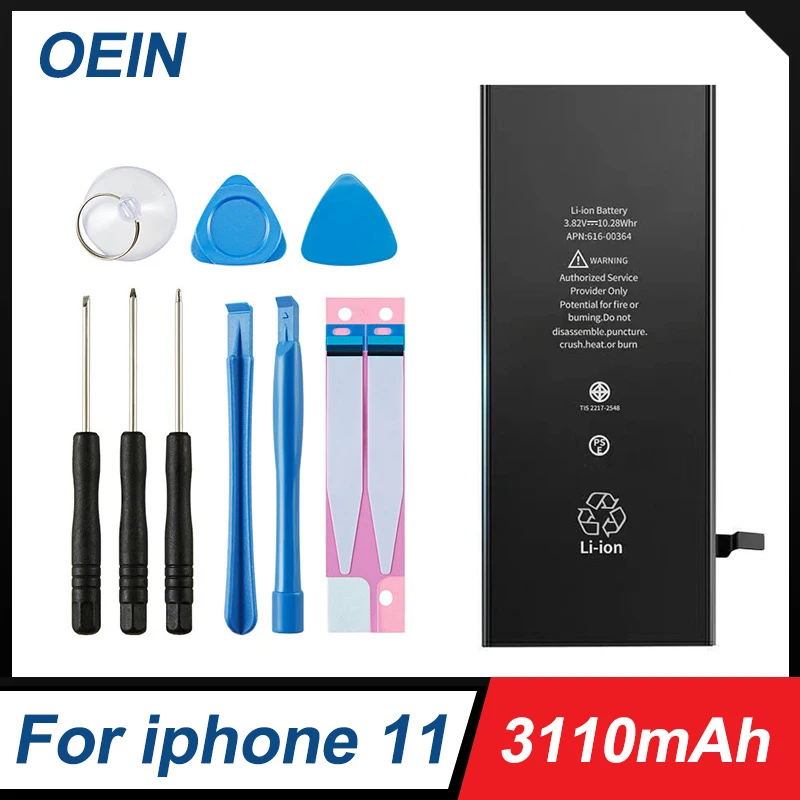 

OEIN аккумулятор для iPhone 11 iPhone11 с бесплатным набором инструментов для ремонта, 3110 мАч, Оригинальная батарея большой емкости для замены