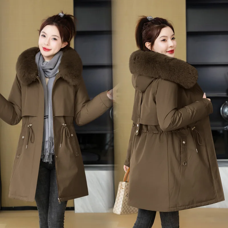 Parkas Verde Womens Fall Feminino Mid-Young Diagonal Ethnic Cinching ...