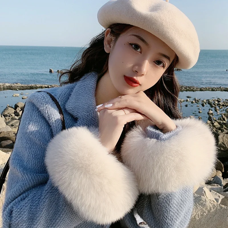 Полностью кожаные манжеты из лисьего меха