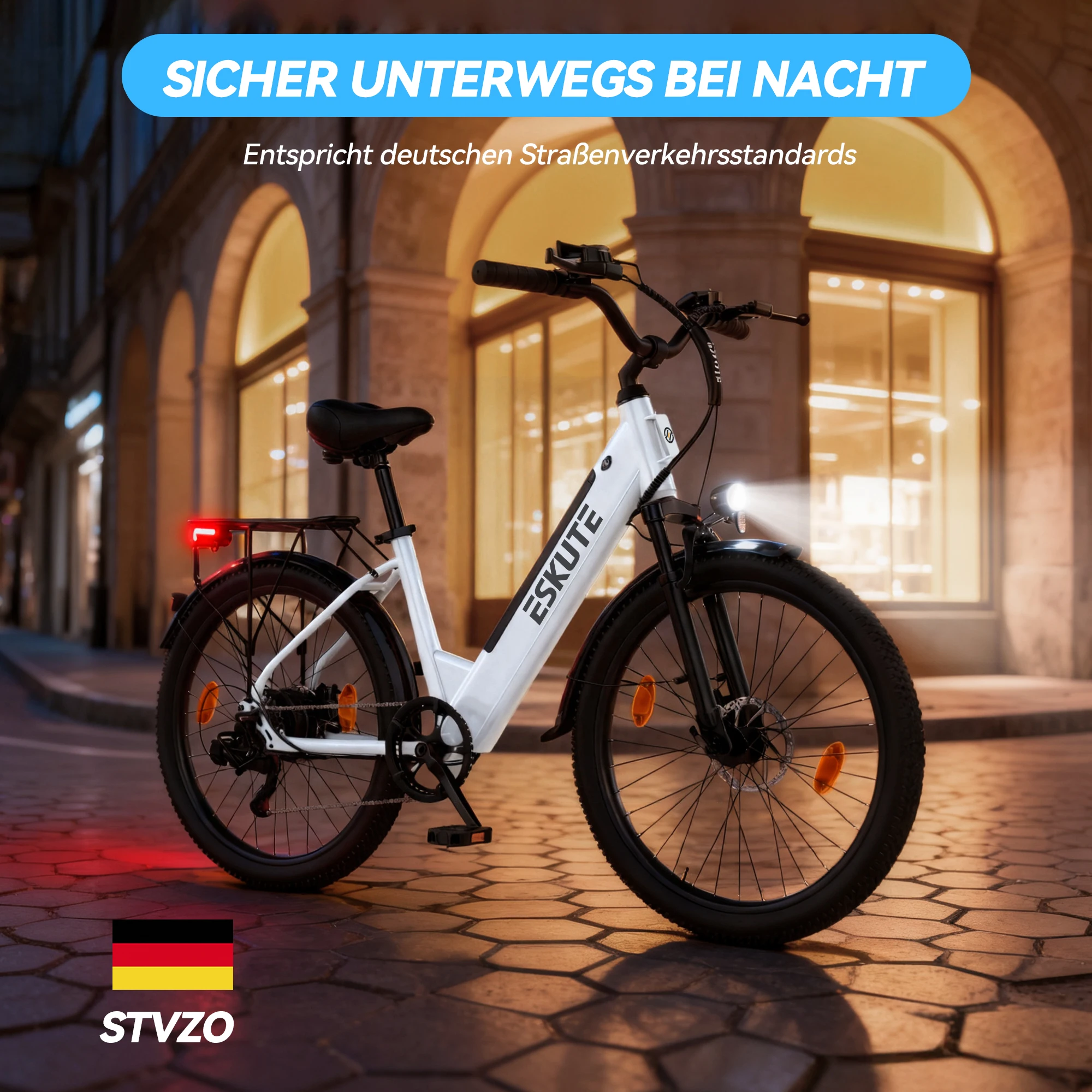 Eskute C100 Plus Erwachsenen-Elektrofahrrad 250W Motor 36V 13Ah Akku 26*2,1 Zoll Reifen Urbanes Pendler-E-Bike – Detail 6