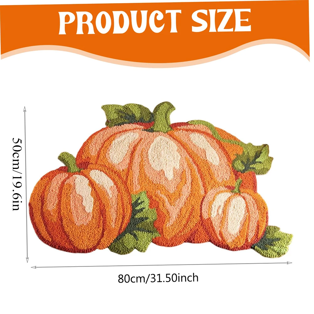 VIKAMA Pumpkin Shape Thanksgiving Rug Cute Soft Fall Bathroom Decor Non-Slip Water Absorbent Floor Mat for Bathroom Home Decor 4