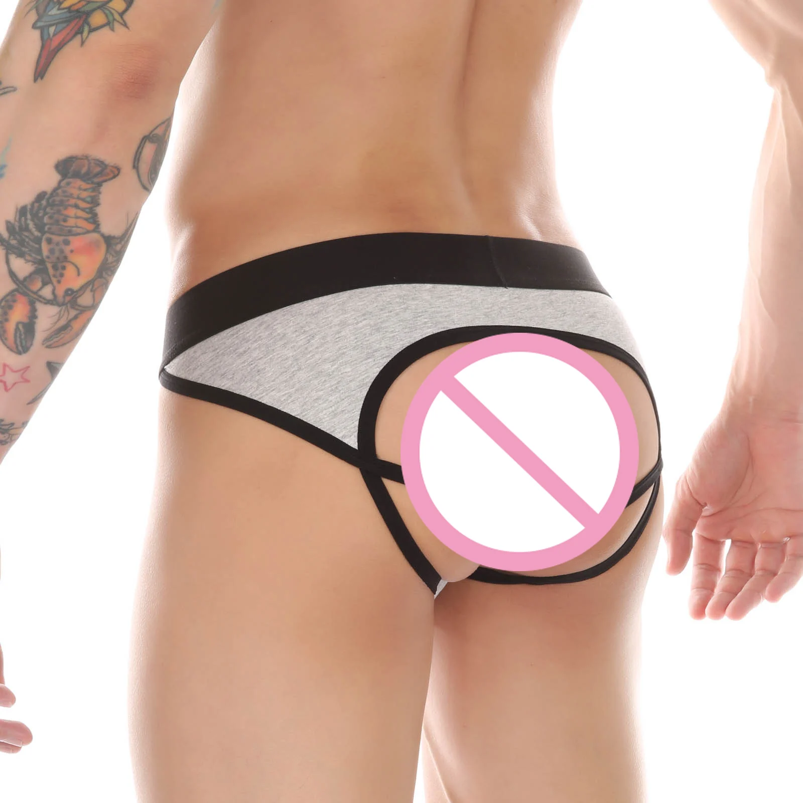 Mens Underwear CLEVER-MENMODE Sexy Underwear Men Briefs Open Butt Panties Backless Jockstrap String Underpants Erotic Penis Pouch Elastic