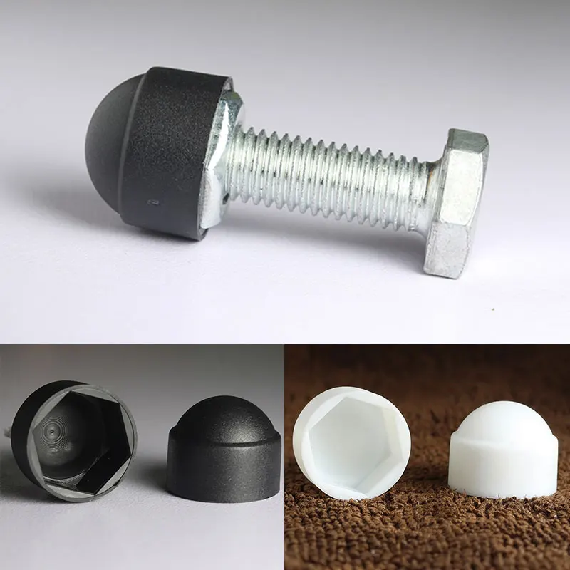 Hexagon Bolt Cover Cap Screw Caps Plastic Balck/White M4-M16 Bolt Nut Dome Protection Caps Covers Exposed Nut Cover 10Pcs