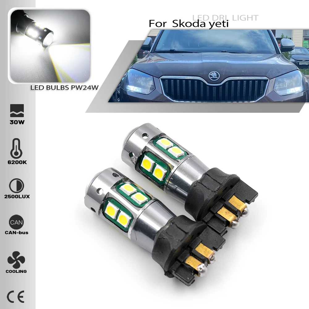 2pcs Canbus PW24W PWY24W LED Bulbs For Skoda yeti Octavia III 2013 Turn