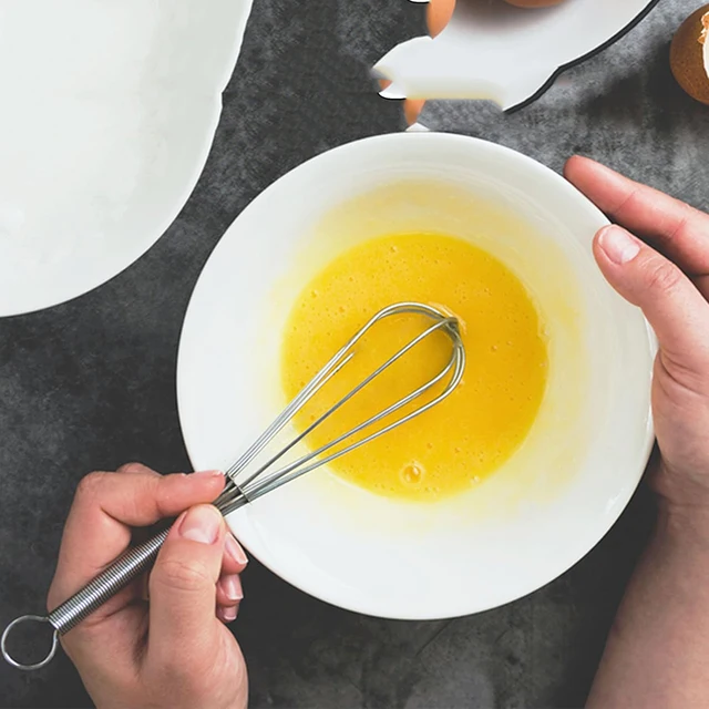 Frusta in acciaio inossidabile Frusta manuale per uova Filo antiaderente Frullino per le uova Mini fruste Fili per palloncini Cucina fai da te Mini frusta Gadget da cucina 3