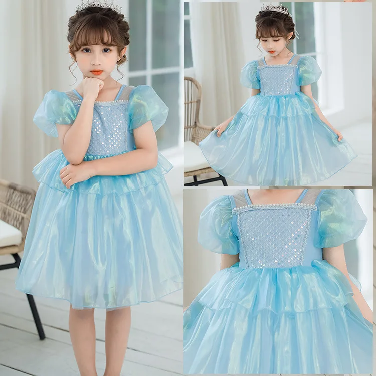 

Girls' Summer Dress Korean Children's Princess Dress Birthday Dress Poncho Gauze Children's Day Performance Dress