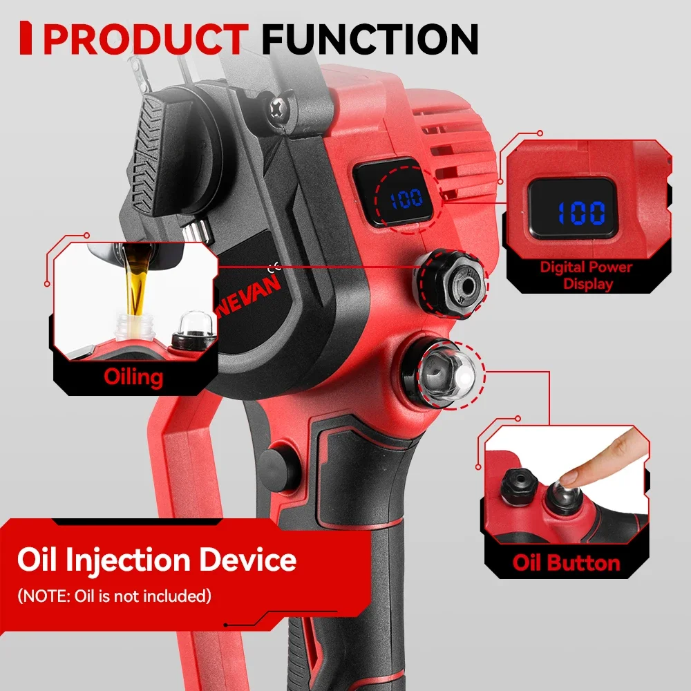 ONEVAN 8 Inch Brushless Chain Saw Cordless Pruning Electric Saw Woodworking Electric Saw Cutting Tool For Makita 18V Battery 5