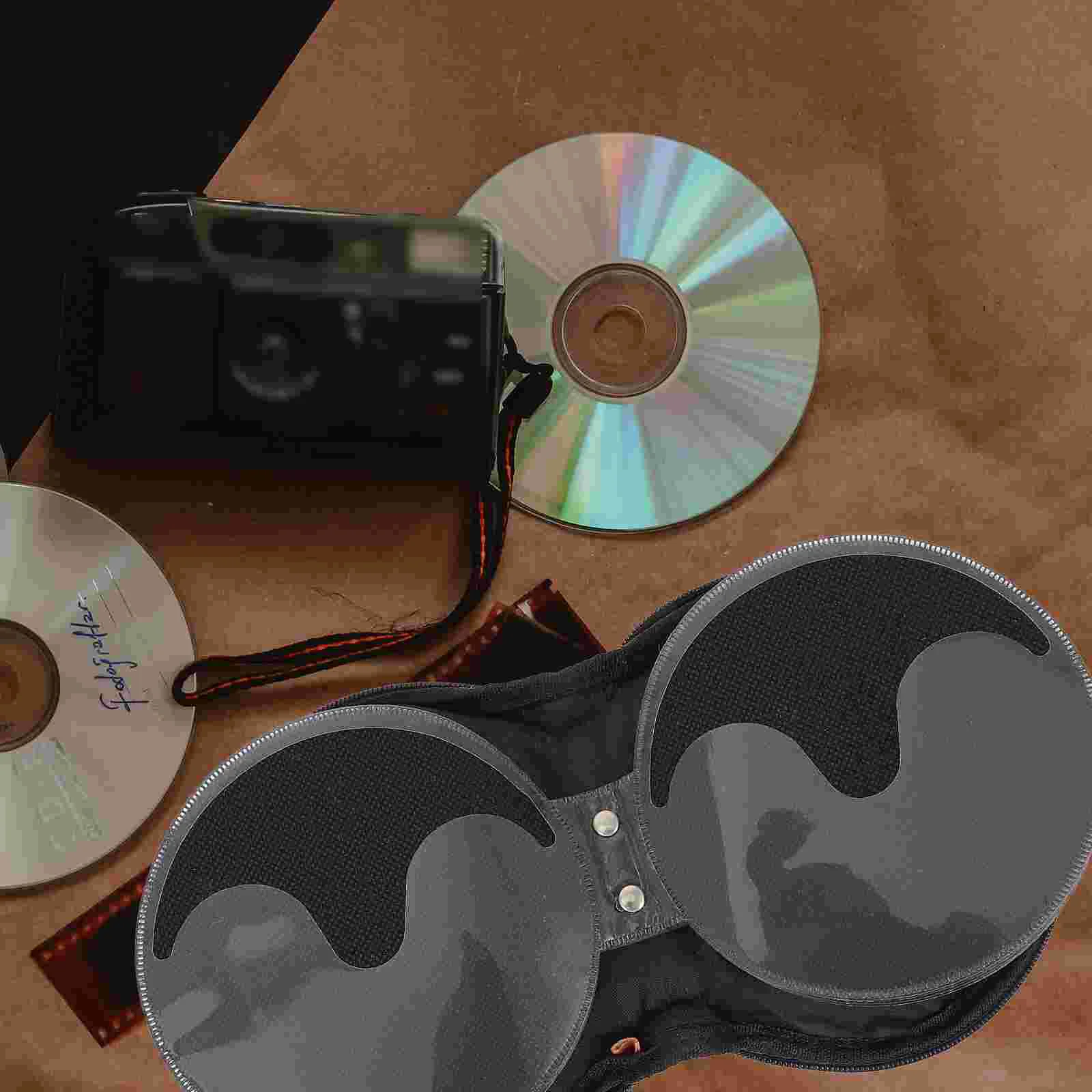 수납 정리함 하드 디스크 CD 가방 지갑 케이스, 라운드 자수 격자 무늬 지퍼
