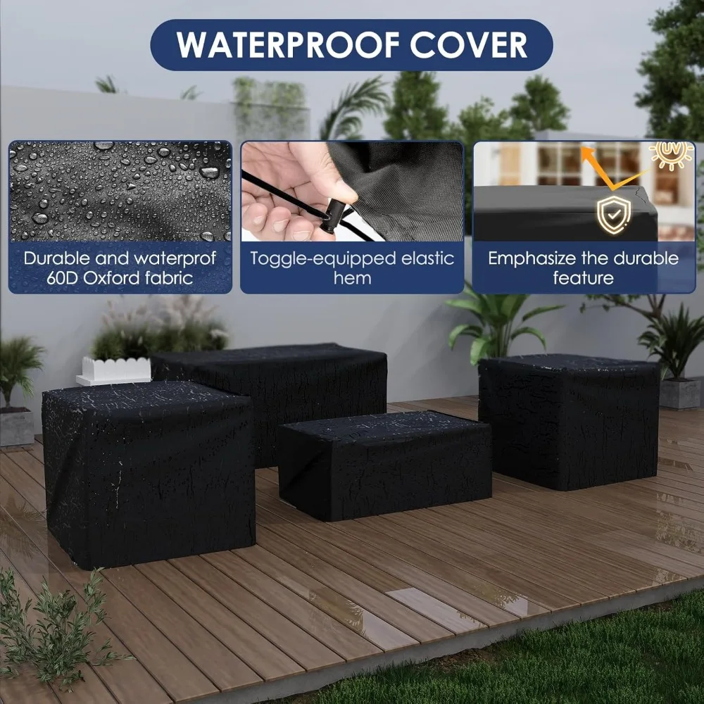 Outdoor Patio Furniture Set, 5 Pieces Outdoor Sectional Wicker Patio Furniture, Outdoor Sofa with Storage Coffee Table 6
