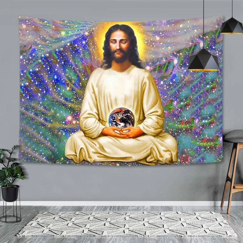 Jesus Wall Hangings Art Tapestry Christianity Decorative Religion Tapestry for Church Cathedral