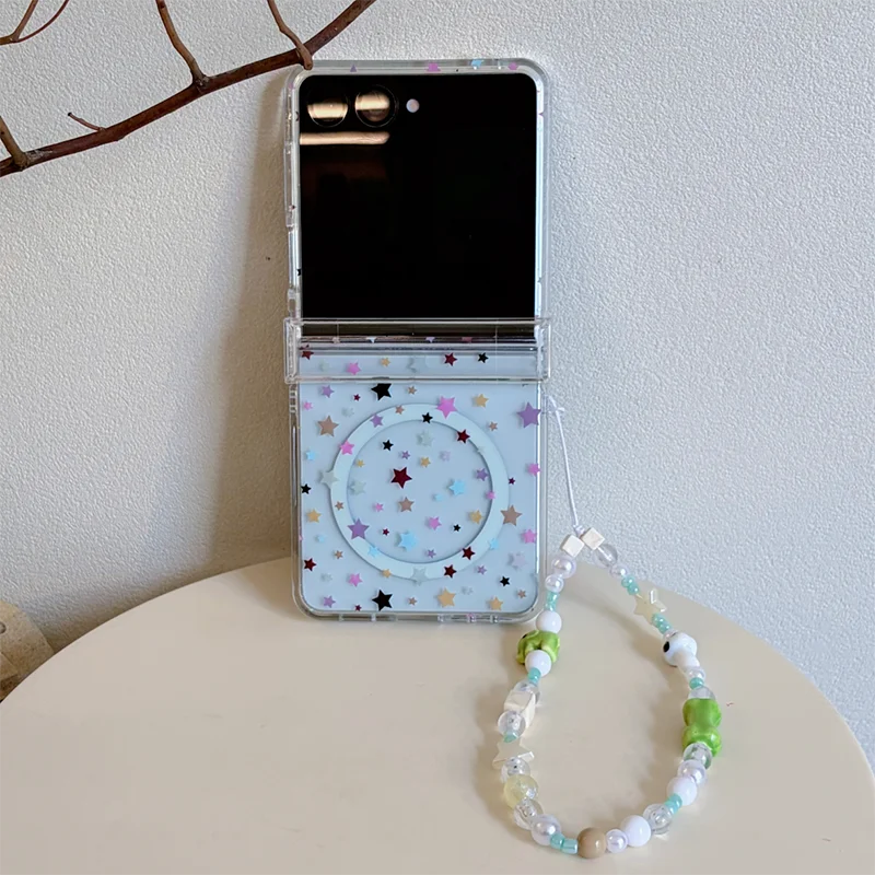 Korean Cute Star Magnetic Phone Case with Magsafe Stand and Hinge Holder