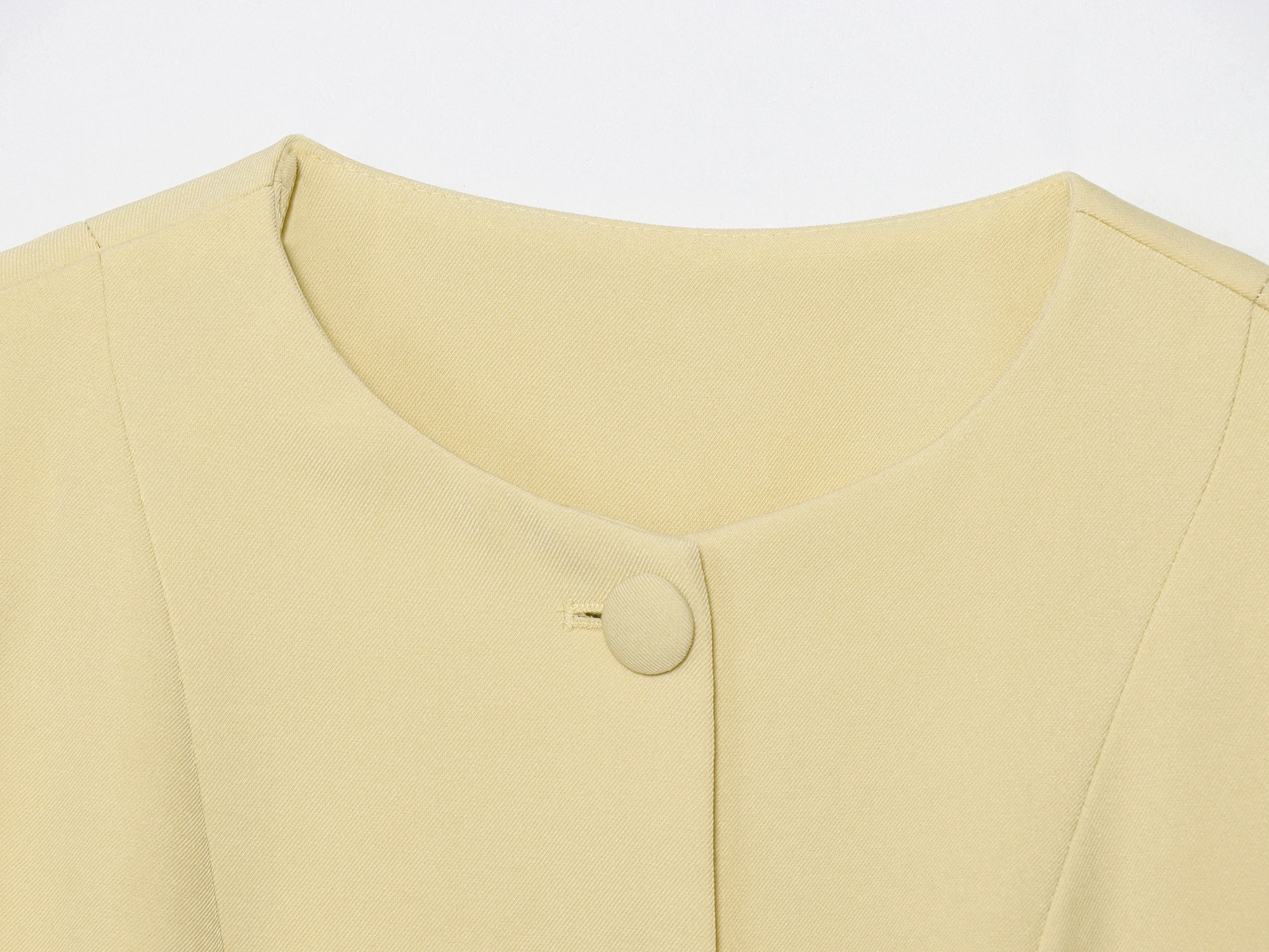 Women's Autumn Jacket New Suit Jackets Round Neck Single Breasted Flip Design Commuting Temperament Slim Fit Tops Clothing