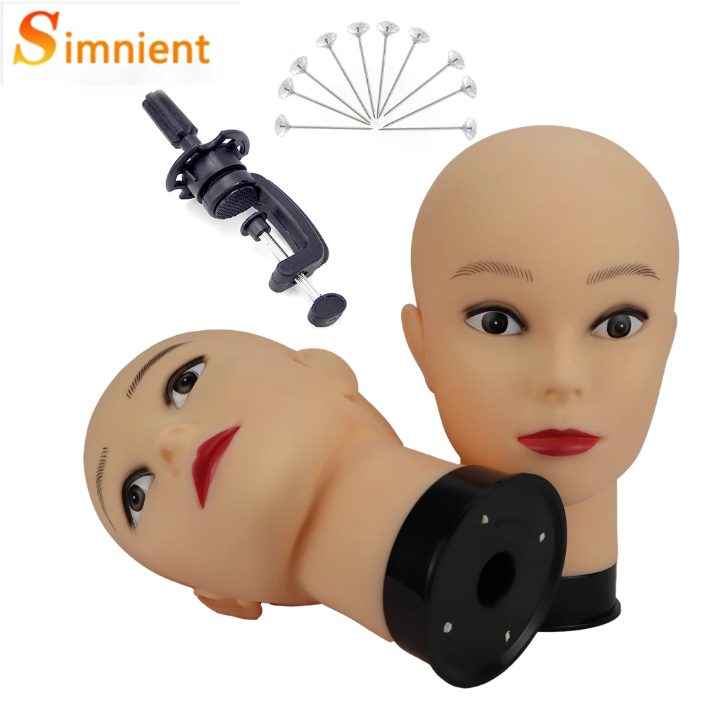Tête de Mannequin femme Simnient avec pince de support de perruque pour la pratique du maquillage tête de Mannequin de cosmétologie pour affichage de chapeau de perruque