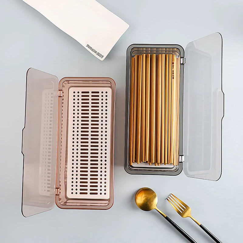 Cutlery Storage Tray Holder Tableware Organizer Spoon Fork Storage Box Plastic Container Cutlery Rack With Lid And Drainer 6
