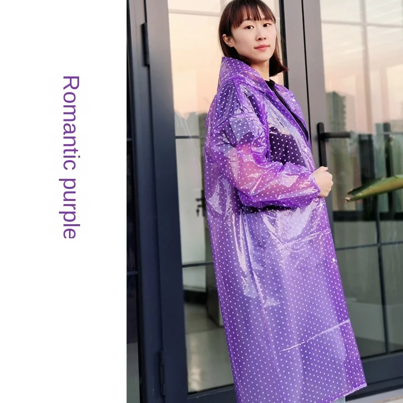 Crystal Fashion Polka Dot Raincoat for Men and Women One-piece Long Thickened Outdoor Tea Picking Walking Travel Poncho