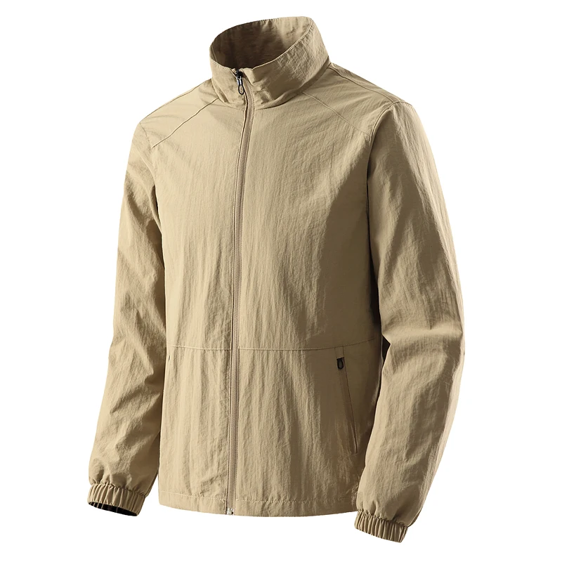 Men's Cardigan Jacket Stand Collar Plus Size Lightweight Outdoor Full Zip Casual Jacket