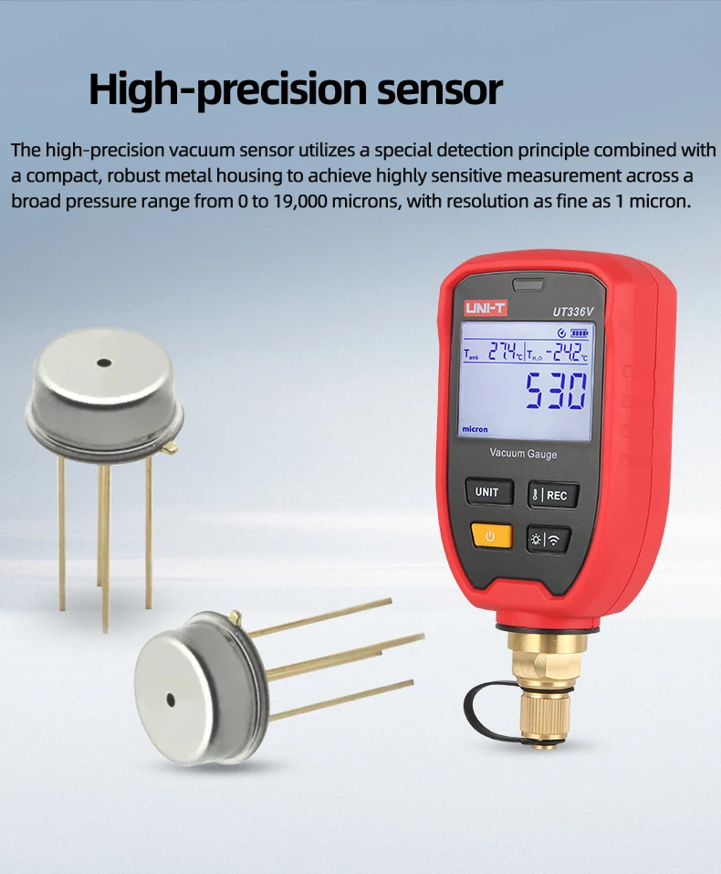 ?   전문가용 UT336V 무선 진공 게이지, LED 알람, IP54 방수, 8000 데이터 저장, HVAC 냉동용, 앱 알람
