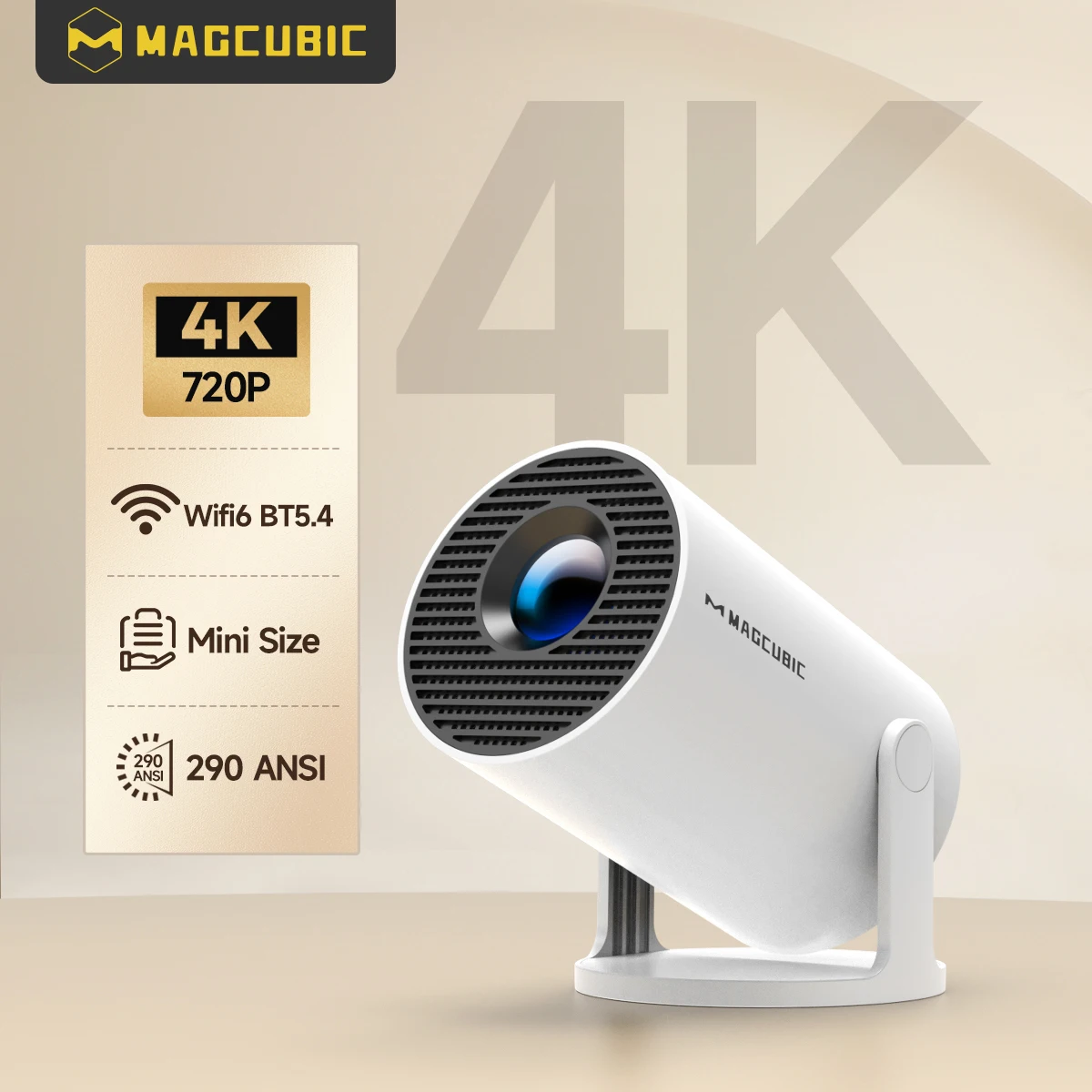 プロジェクター MAGCUBIC HY300 Magcubic 4K HY300 Ultra Portable Projector – 720P, 260 ANSI