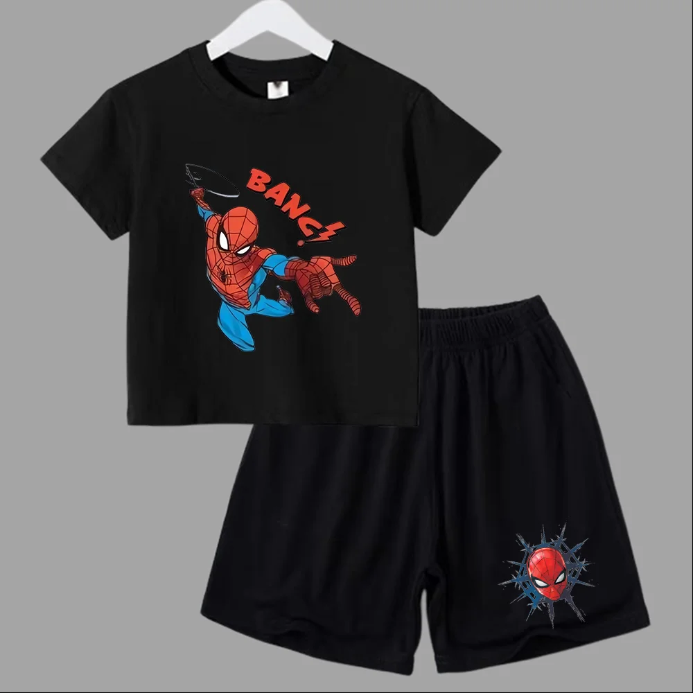 thumbnail image 1 of Conjunto de verano de Marvel Spider-Man para bebé adolescente, camiseta para niño, pantalones cortos, conjunto de 2 piezas, ropa deportiva de manga corta para niño y niña, marca de dibujos animados pa, 1 of 5