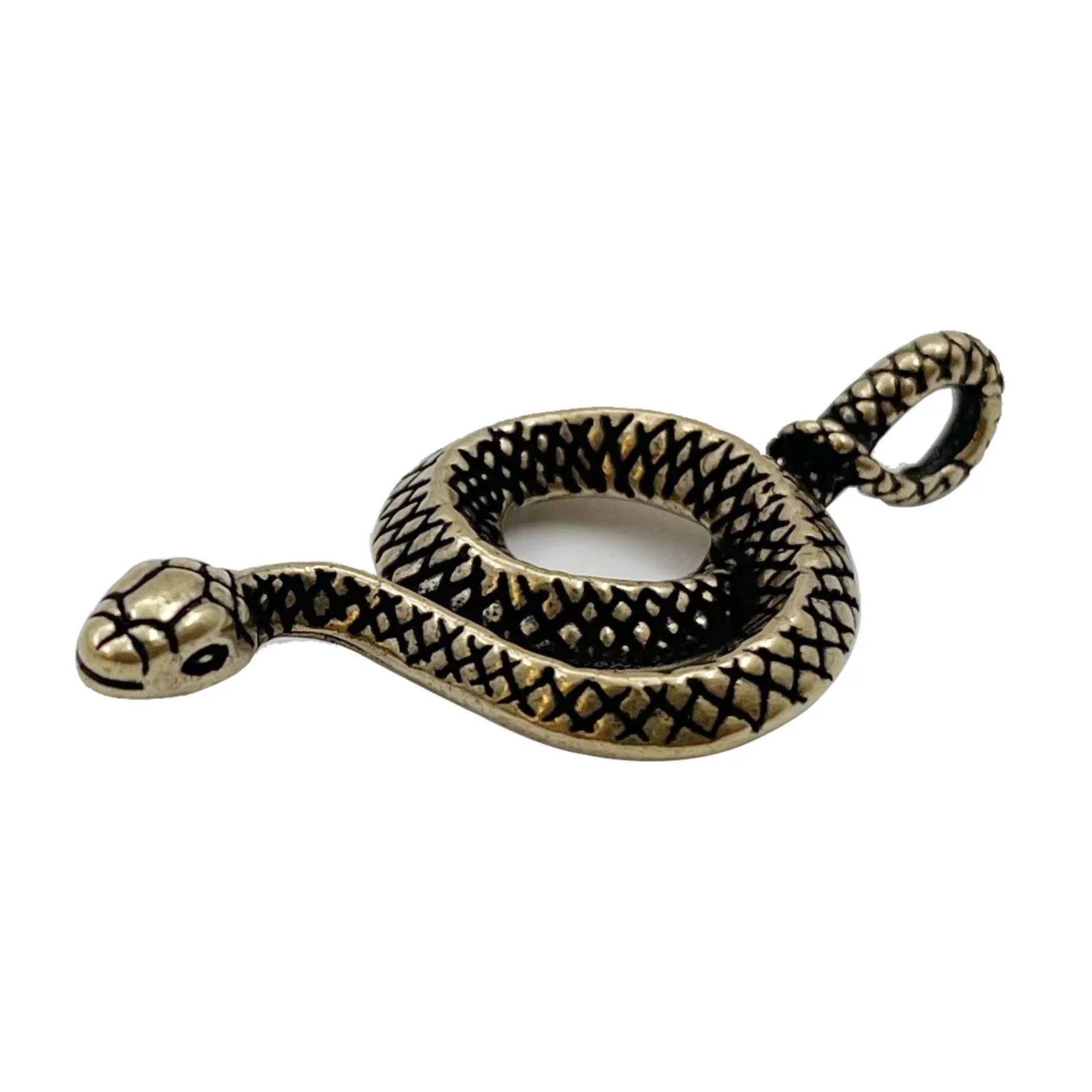 

Copper Snake Vintage Handmade Brass Cobra Key Foddle Pure Zodiac Disc Belt Hanging Car Foot Pendant
