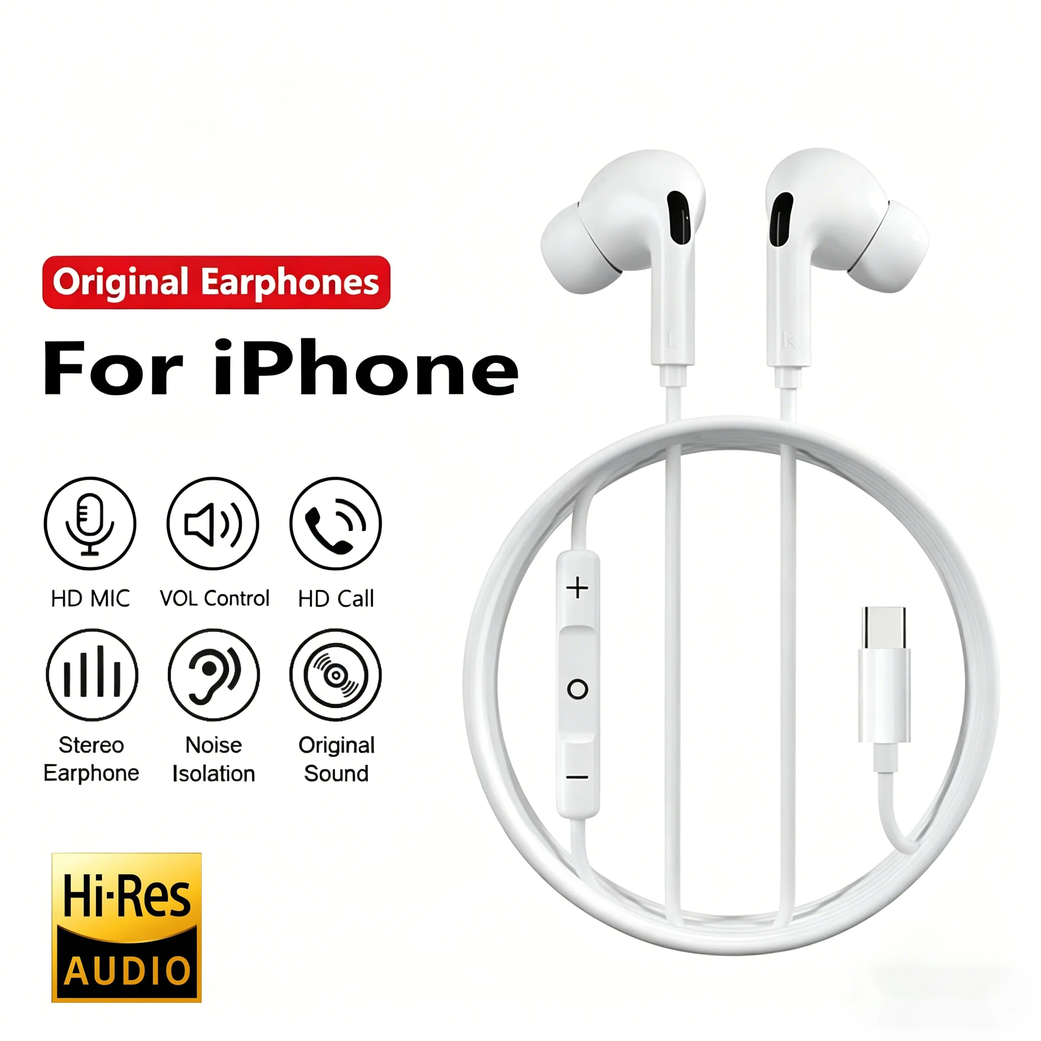 Premium Wired Earphones with USB-C, Lightning & 3.5mm Connectivity