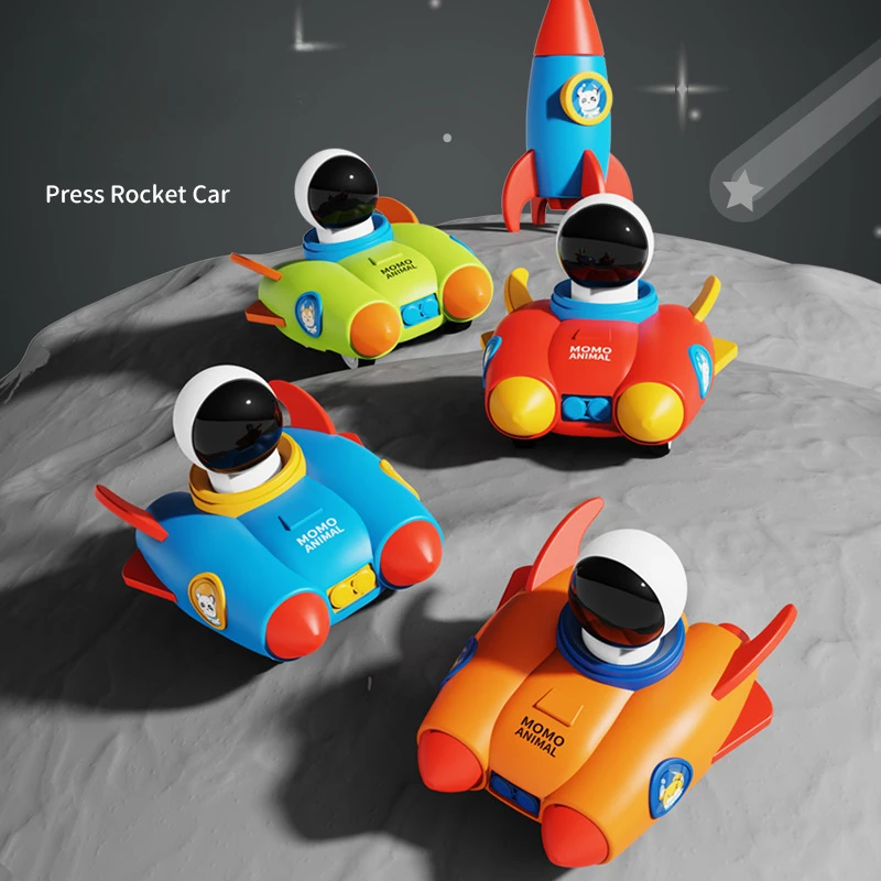 

Kids Press Rocket Car Inertial Toy Car Astronaut Rocket Car Model Press Sliding Pull Back Car for Children Toys Christmas Gift