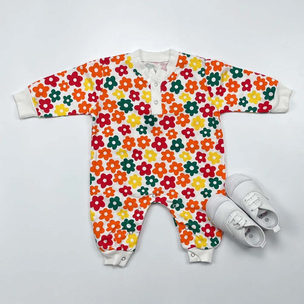 2022 Spring New Baby Girls Romper Print Flowers Infant Cute Long Sleeve
