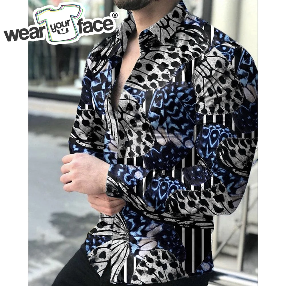 Geometry Colors Circle 3D All Over Printed Hawaiian Casual Button Up Dress Shirts Full Sleeve Beach Streetwear Men Clothing