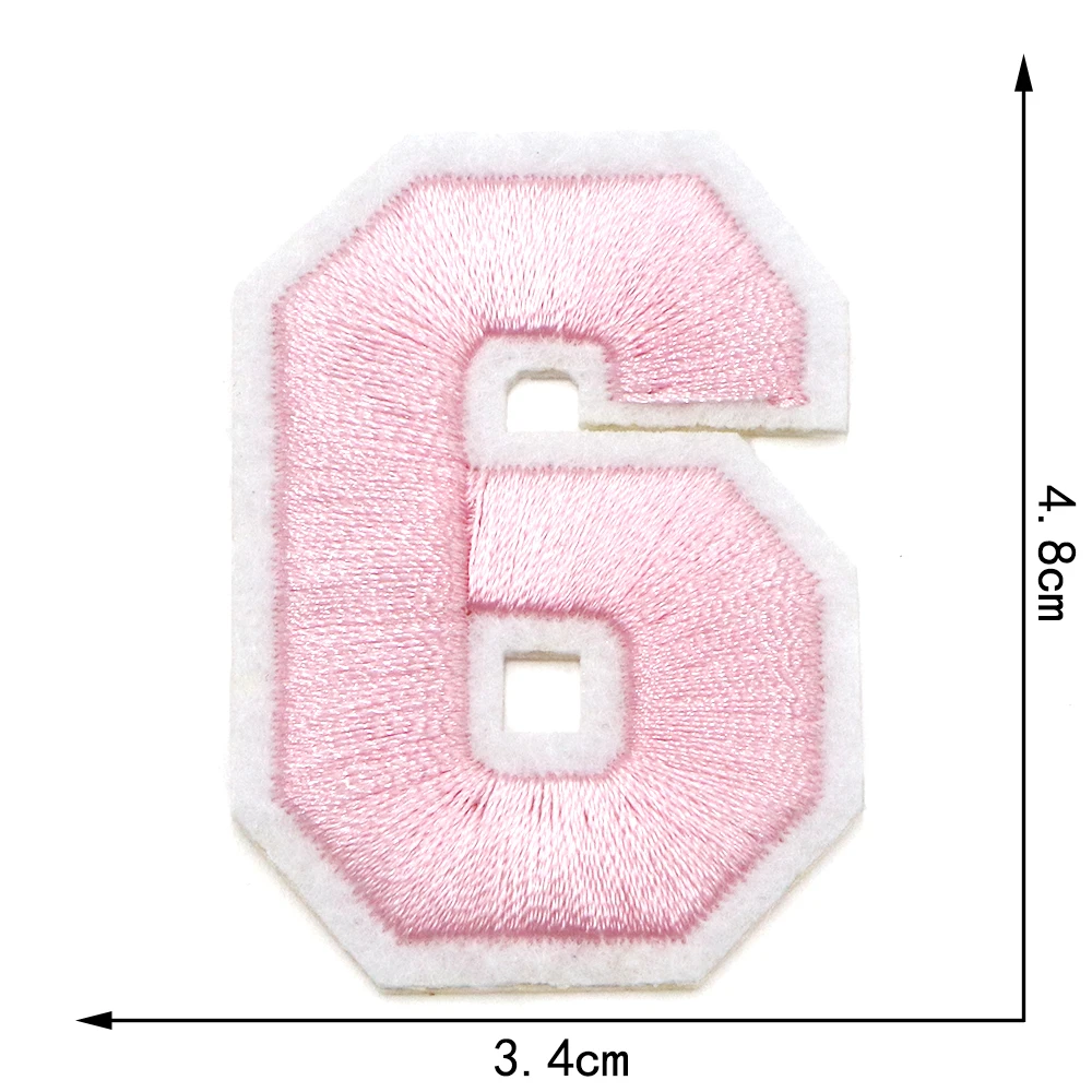 1 STÜCK 4,8 cm Rosa 0-9 Nummer Gestickte Patches Eisen auf Patch Figur Ziffer Für DIY Brief Streifen Motiv Applikationen Abzeichen – Detail 8