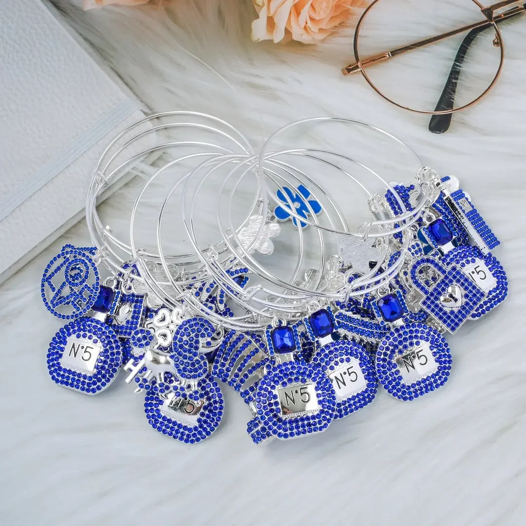 10pcs mixed 65mm Alloy Bangle with Rhinestone Charms on Sale 6