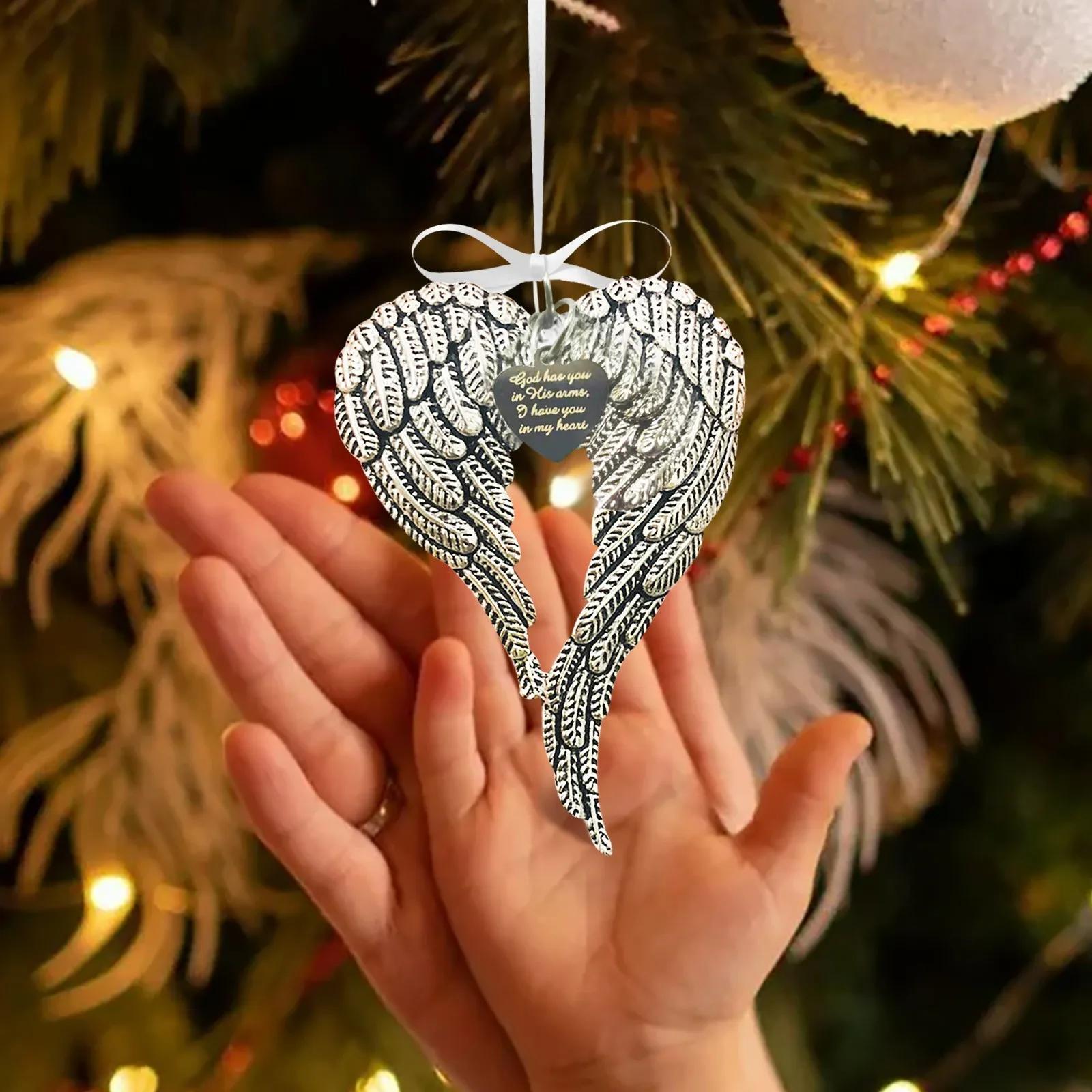 Angel Wing Pendant Heavenly Love Ones Decoration Souvenirs Angel Wing Metal Ornaments Memorial Hanging Decorations Home Decor 4