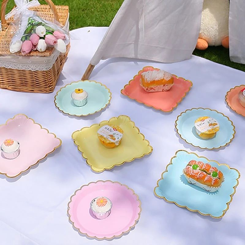 Solid Color Disposable Tableware - Pink  Blue Baby Shower  Birthday Party Supplies