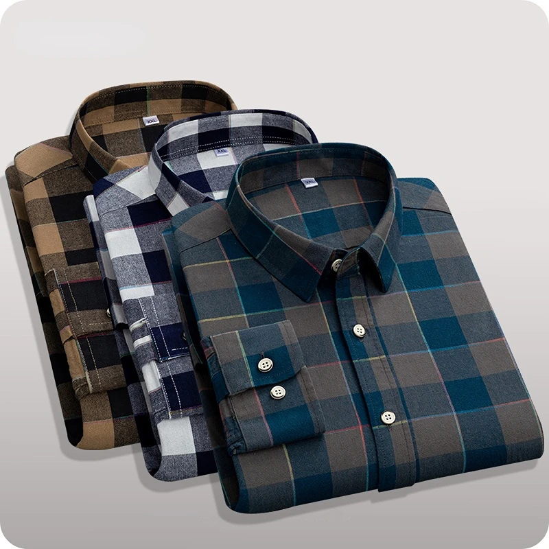 

Sveno New men's casual cotton shirt 2022 spring and autumn classic Plaid Shirt Top Men's fashion slim long sleeve shirt coat