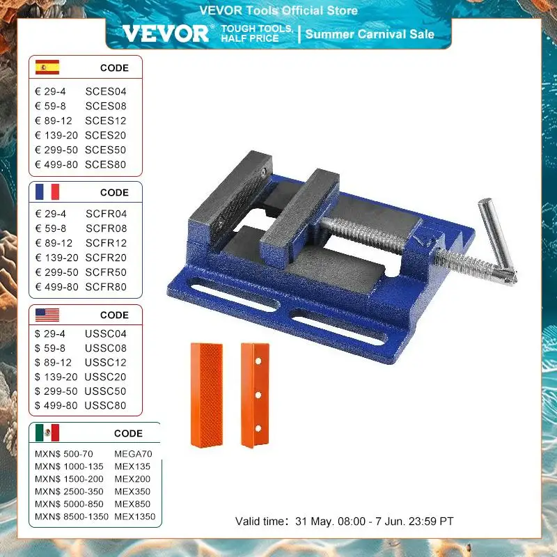 VEVOR Drill Press Vise 4 inch Heavy-duty Bench Vise Low-profile Drill Press Vice 6.6
